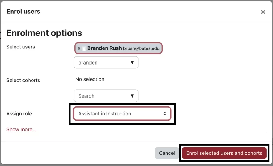 Assign Role menu